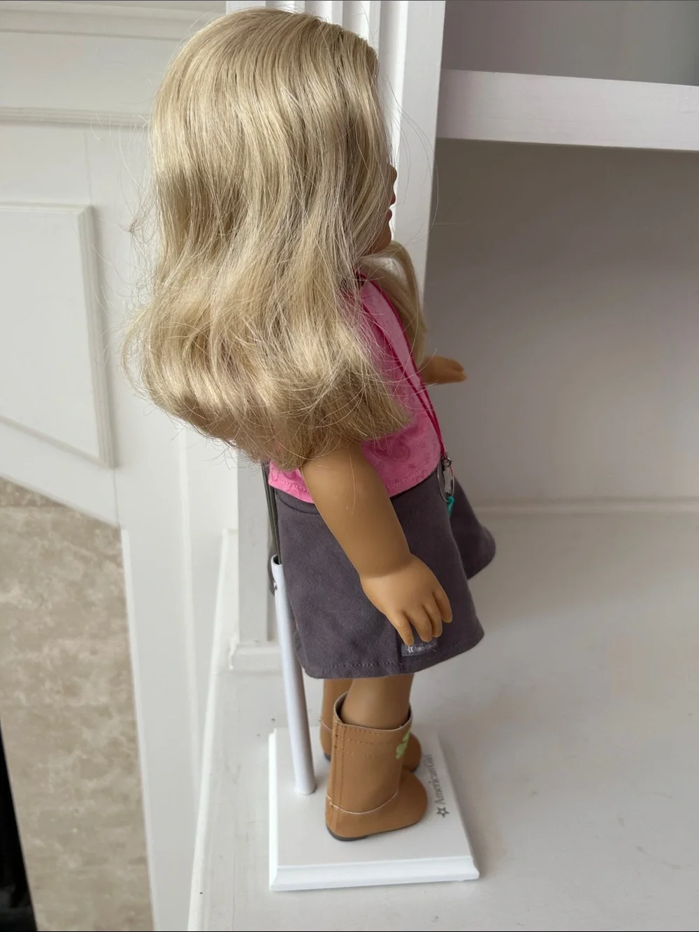 American Girl Just Like Me Blonde Doll With Pink Top, Gray Skirt, and Boots